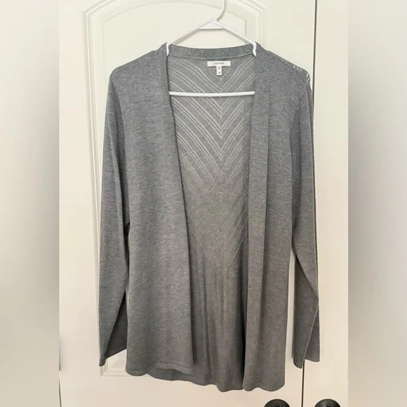 Maurices Light Gray Chevron Knit Open Sweater - Picture 1 of 4